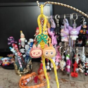Yellow Cherry Labubu Keychain